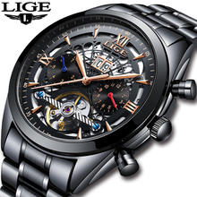 Mechanical Watch LIGE Top Brand Luxury Male Automatic Watch Men Casual Leather Military Waterproof Sport Watch Relogio Masculino 2024 - buy cheap
