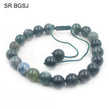 Free Shipping 6mm 8mm 10mm Wholesale Natural Gems Stone Adjustable Green Moss Agat Onyx Beaded Women Bracelet 7" 7.5" 8" 2024 - buy cheap