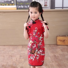 Children Kid Baby Girl Chinese Print Cheongsam Dress Children Cotton Cheongsam Chinese Classic Traditional Dress for Girls 2024 - buy cheap