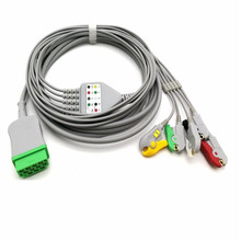 Совместим с GE Dash PRO 1000, PRO 2000,Solar 9500 5-проводной со свинцовыми проводами, конец зажима IEC, 11-Контактный, цельный 5-проводной кабель для ЭКГ 2024 - купить недорого