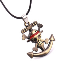 Free Shipping 12pcs/lot ONE PIECE Skeleton Skull Anchor Pendant Necklace Vintage Men Rope Necklace 2024 - buy cheap