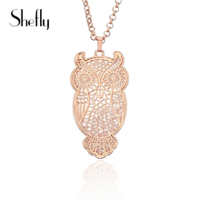 Hollow Pattern Owl Pendant Necklace For Women CZ Crystal Inside Gold  Pendant For Women Long Necklace Animal Jewelry Gifts 2024 - buy cheap