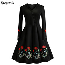 Vestido De flamenco bordado Vintage para mujer, Túnica Rockabilly De los años 60, vestido De Fiesta De corte en A, Vestidos florales femeninos De Fiesta 2024 - compra barato