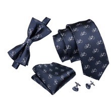 Barry.Wang Fashion 100% Silk Bowtie Ties For Men Blue Cartoon Necktie Handkerchief Cufflinks Sets Gifts For Men Party LT-6627 2024 - buy cheap