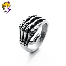 Punk Skeleton Finger Rings for Men Stainless Steel Vintage Silver Skull Hand Ring Women Engagement Fashion Jewelry Nickel Free 2024 - buy cheap