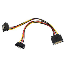 Serial ATA SATA 15 Pin macho a 2 Splitter hembra 90 grados Cable adaptador de corriente 2024 - compra barato