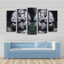 2016 cuadros decoracion 5 pçs chimpanzé casal animais bonitos macaco engraçado pintura de parede para decoração de casa impressão da arte lona, imagem 2024 - compre barato