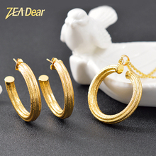 Zea dear joias clássicas, conjunto de joias redondas de cobre com pingente para colar de brincos para mulheres, para aniversário de casamento 2024 - compre barato