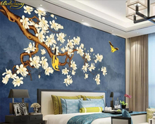 beibehang Custom photo wallpaper mural hand-painted pen flower bird magnolia ink landscape TV background wall papel de parede 2024 - buy cheap