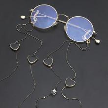 Correa de cordón para gafas de sol Punk, collar de cristal negro, corazón, doble capa, cadena para gafas 2024 - compra barato