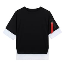 Camiseta holgada coreana para hombre y mujer, camiseta de dos piezas falsas unisex, camiseta informal, ropa para niños, camisetas de verano 2024 - compra barato