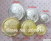 JB0003 3 Sizes 15mm-21.5mm-25mm Gold and Silver Plated ABS Clothes Buttons shank 50pcs/lot Uniform Button 2024 - buy cheap