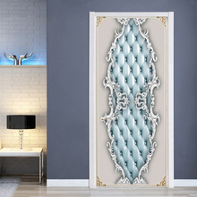 Pegatina de puerta de yeso 3D de estilo europeo, papel tapiz para sala de estar, dormitorio, decoración de lujo para el hogar, murales, pegatina de pared de PVC impermeable 2024 - compra barato