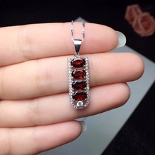 natural red garnet pendant S925 silver Natural gemstone Pendant Necklace trendy elegant Fortune bean women party fine jewelry 2024 - buy cheap