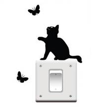 1 шт. Забавный милый котенок и бабочка переключатель наклейки на стену гостиная спальня детская комната украшение художественные наклейки 2024 - купить недорого