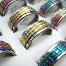 Wholesale bulk 50pcs Etching colorful unique personalize multicolor stainless steel spinner rings for party men's and women's 2024 - buy cheap