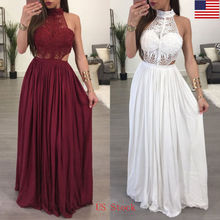 Women Summer Boho halter Lace sleeveless Casual Long Evening Party Beach Dress Sundress S to XL 2024 - buy cheap
