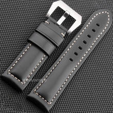 CARLYWET 22 24 26mm Black Brown Real Leather Handmade Thick Wrist Watch Band Strap Belt Pre-V Screw Buckle For Luminor 2024 - buy cheap