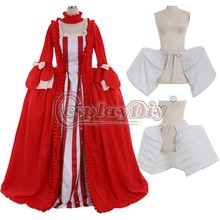 Cosplaydiy Red Rococo Marie Antoinette Gown with Stripe Dress Adult Masquerade Fancy Belle Dress Any Size L320 2024 - buy cheap