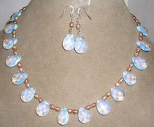 FREE shipping>>>>>Pink pearl /Sri Lanka Moonstone drops pendant necklace Earrings set 2024 - buy cheap