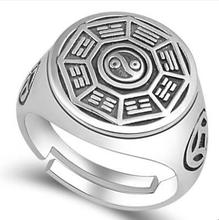 Кольцо на удачу из серебра 990 пробы, фэн-шуй, кольцо с символом Багуа, кольцо с символом тайчи, поворотное кольцо 2024 - купить недорого