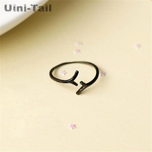 Uini-Tail classic hot 925 sterling silver simple black tree Y open ring literary fashion trend sweet dynamic high quality ED329 2024 - buy cheap