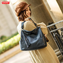 Bolso de hombro con borlas para mujer, bandolera informal de cuero genuino, cruzado Simple, de gran capacidad, novedad de 2020 2024 - compra barato