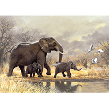 5D DIY Diamond Embroidered Animal Three elephants Diamond Painting Cross Stitch Full Round Diamond Mosaic Rhinestone Decor 2024 - buy cheap