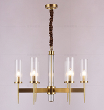 Candelabro de cobre de lujo, luz postmoderna, sala de estar, comedor, dormitorio, proyector de cristal, hotel, escalera 2024 - compra barato