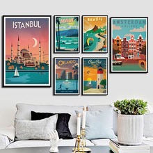 Canvas Art Painting Wall Home Decor New York Netherlands Amsterdam London Vintage Travel Cities Landscape Poster for Living Room 2024 - buy cheap