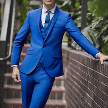 Royal Blue Blazer Trousers Men Suits Sets 3Pieces(Jacket+Pants+Vest+Tie)Wedding Party Wear Clothing Groomsmen Custom Made Coat 2024 - buy cheap
