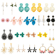 New Korean Metal Stud Earrings For Women Green Yellow Spring Design Earrings  Brincos Oorbellen Wholesale Jewelry 2024 - buy cheap