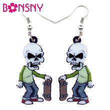 Bonsny-pendientes acrílicos de calavera para Halloween, joyería Punk para niñas, mujeres, señoras y adolescentes 2024 - compra barato