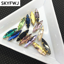 Link 2:Sew On Glass Crystal 4x15mm Navette Rhinestones With Golden Claw Setting apply to Clothing Decoration 2024 - buy cheap