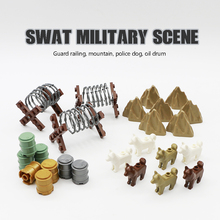 WW2 Military Fence Building Blocks Wall City Police Dog Hill Iron Fence Oil Drum Army Soldier Accessories MOC Bricks Toys 2024 - buy cheap