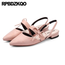 Sandalias de gamuza con punta puntiaguda para mujer, zapatos planos a cuadros con lazo pequeño, Mary Jane, para boda, talla 34 2024 - compra barato