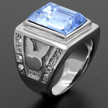 Anillos de boda de piedra azul para hombre, joyería de alta calidad, diseño de rombo, compromiso, promesa de conejo, joyería al por mayor 2024 - compra barato