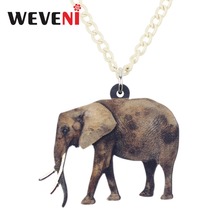 WEVENI Acrylic Standing African Elephant Necklace Pendant Chain Choker Wild Jungle Animal Jewelry For Women Girls 2018 Dropship 2024 - buy cheap