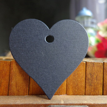 Etiqueta Kraft con forma de corazón negro, 100 Uds., para regalo de boda, tarjeta de papel, etiqueta de precio DIY, etiquetas de recuerdo de cumpleaños para fiesta, 4x4cm 2024 - compra barato