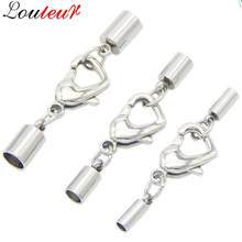 LOULEUR 5sets/lot 1.5/2/3/4/5mm Stainless Steel Leather Cord Bracelet Necklace Heart Lobster Clasps Hooks Connectors Jewelry 2024 - buy cheap