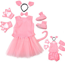 Fantasia infantil de desenho de animal, roupas para garotos e garotas halloween de porco rosa conjunto de sapatos para performance em crianças 2024 - compre barato