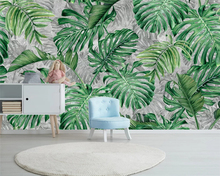 Beibehang современные обои на заказ в скандинавском минималистическом стиле, свежие тропические растения, зеленые листья, обои 2024 - купить недорого