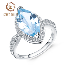 Женское кольцо с топазом gemb's BALLET, из серебра 925 пробы, 4,68 карат, натуральный небесно-голубой топаз, подарок на Рождество 2024 - купить недорого
