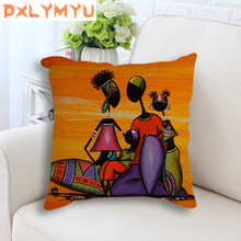 Decorative Cushion For Sofa Abstract Africa Oil Painting African Life Linen Throw Pillow Case Exotic Decoration Cushion Cover 2024 - buy cheap