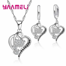 Romantic 925 Stelring Silver I Love You Letters Carved Pendant Necklace Earrings Jewelry Sets Women Wedding Accessory 2024 - buy cheap