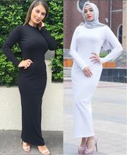 Dubái Abaya-Vestido largo de manga larga para mujer musulmana, caftán de tubo ajustado, Jilbab, islámico, Oriente Medio, árabe, Color sólido 2024 - compra barato