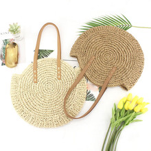 Woman Bag New Leisure Shoulder Retro Mori Round Straw Summer Beach taschen women bolsa masculina sac femme bolsas feminina 2024 - buy cheap