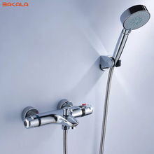 BAKALA-Juego de grifería para ducha, grifo termostático de baño con acabado cromado, grifo mezclador con montura en pared de la Ducha de mano ABS 2024 - compra barato