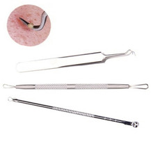 3PCS Hot Sale professional Stainless steel Blackhead Acne Pimple Blemish Extractor Remover Clip Needle Curved Tweezers Tools 2024 - buy cheap