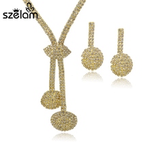Szelam Colliers Women Choker Necklaces Earrings Sets Rhinestone Wedding Dress Gold Color Jewelry Sets Bijoux Set150074 2024 - buy cheap